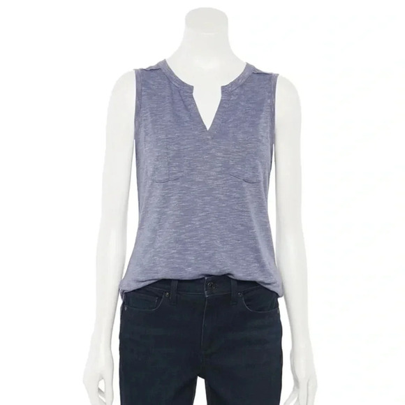 Women's Sonoma Goods For Life® Splitneck Utility Tank Top in Navy Size Large - Picture 1 of 7